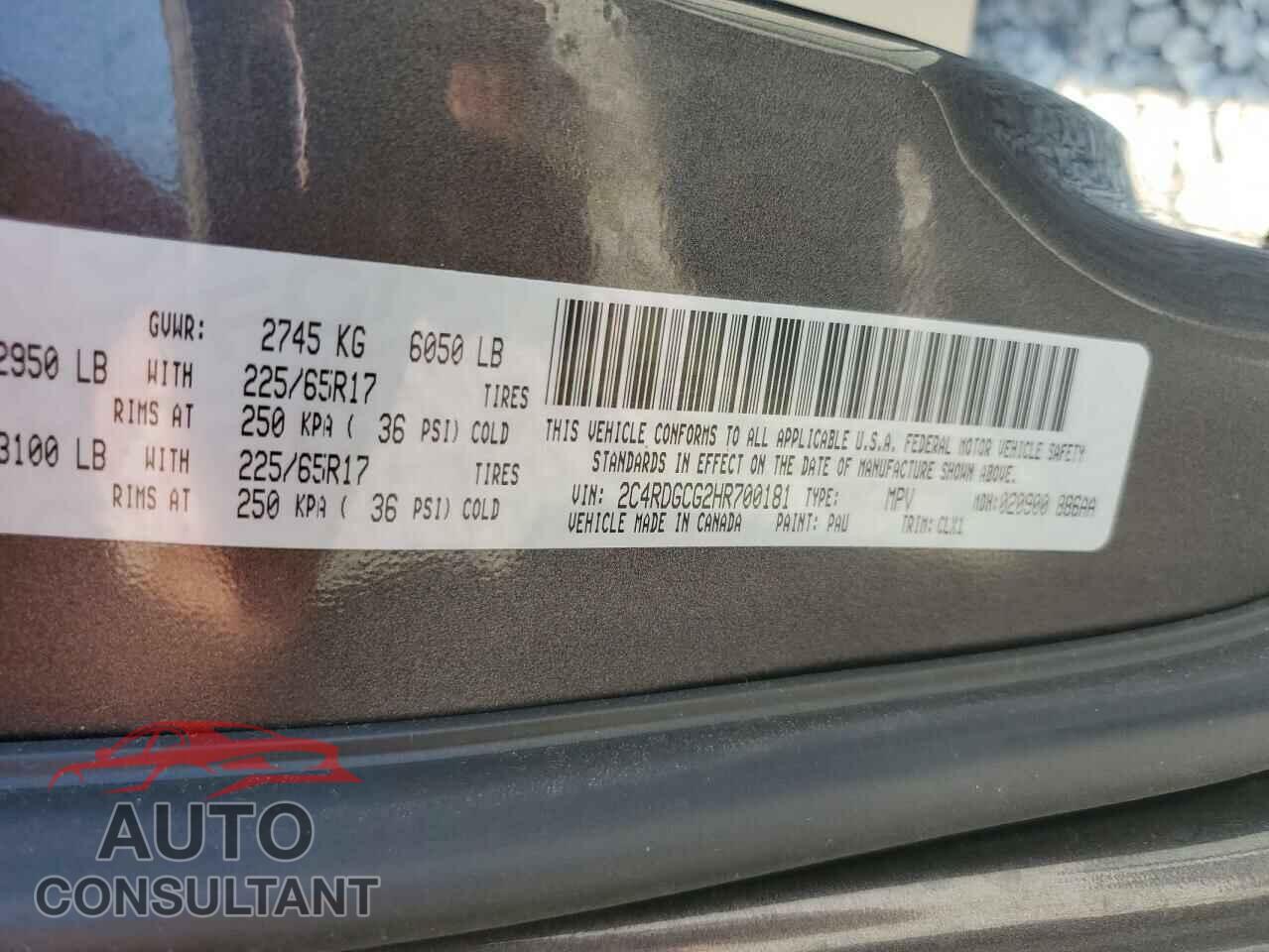 DODGE CARAVAN 2017 - 2C4RDGCG2HR700181