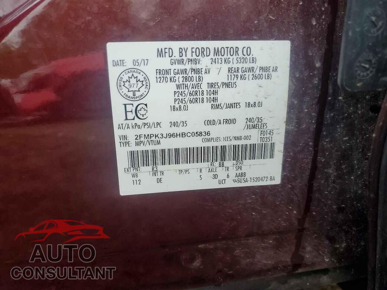 FORD EDGE 2017 - 2FMPK3J96HBC05836