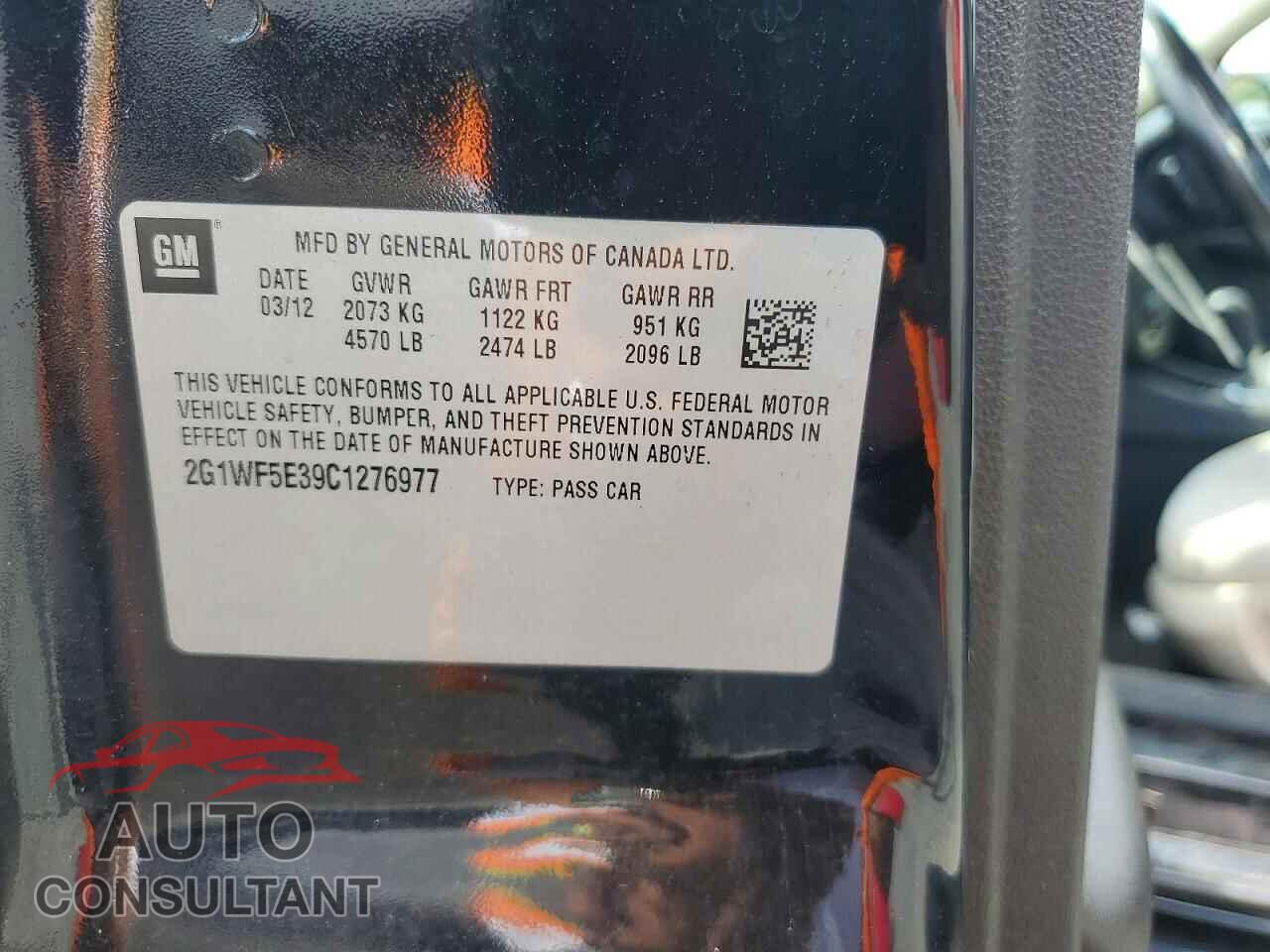 CHEVROLET IMPALA 2012 - 2G1WF5E39C1276977