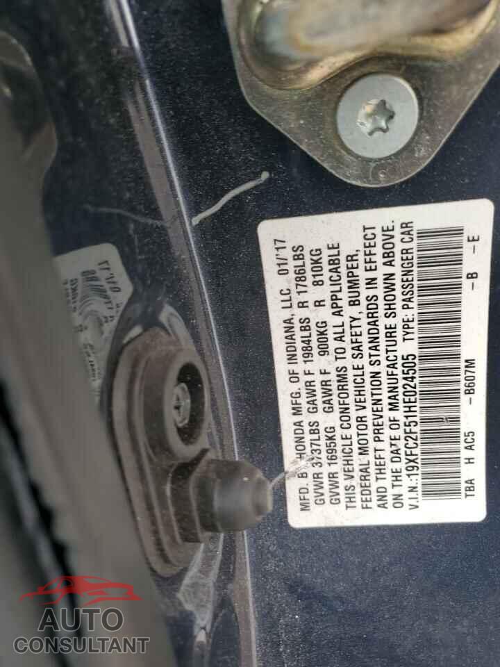 HONDA CIVIC 2017 - 19XFC2F51HE024505