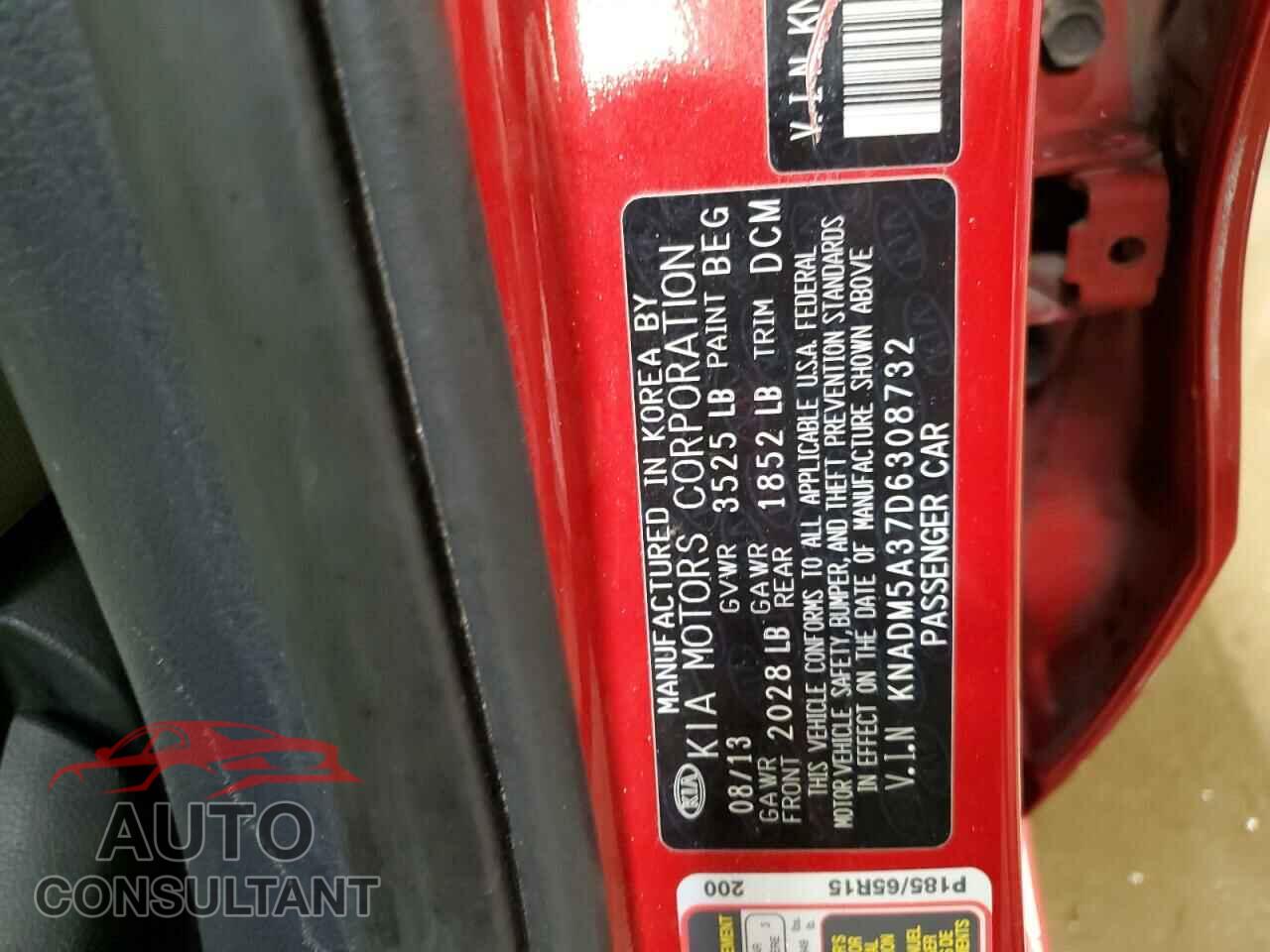KIA RIO 2013 - KNADM5A37D6308732