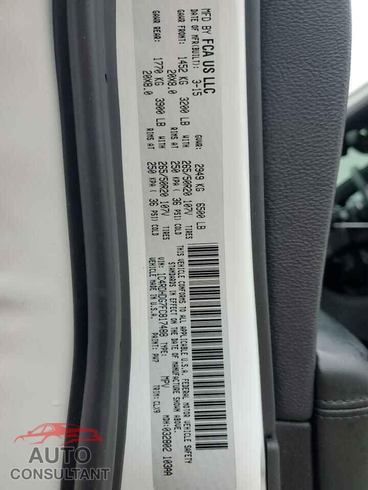 DODGE DURANGO 2015 - 1C4RDHDG7FC817488