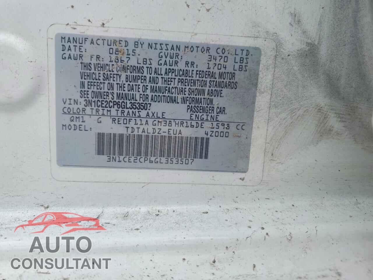 NISSAN VERSA 2016 - 3N1CE2CP6GL353507
