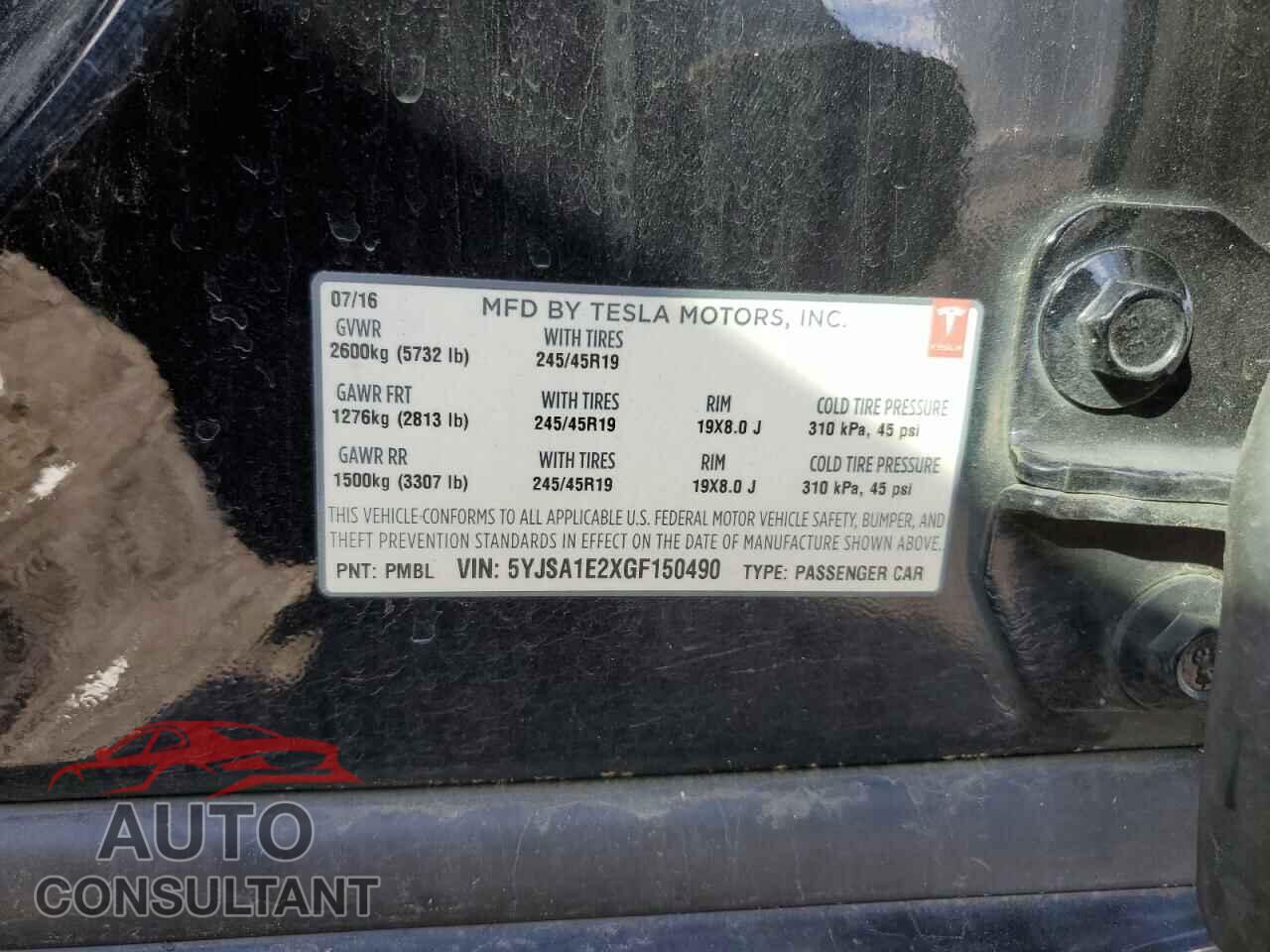TESLA MODEL S 2016 - 5YJSA1E2XGF150490