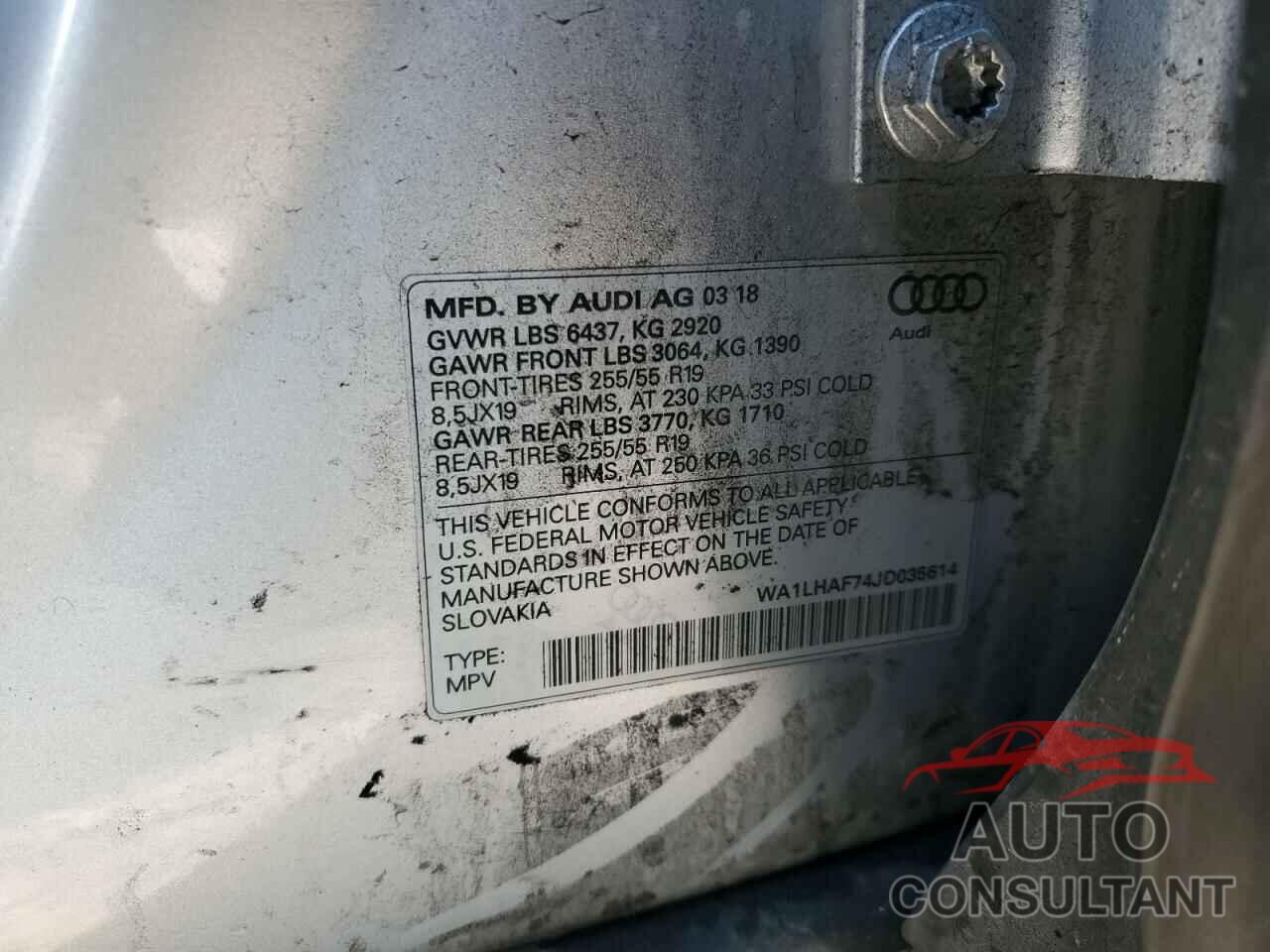AUDI Q7 2018 - WA1LHAF74JD035614