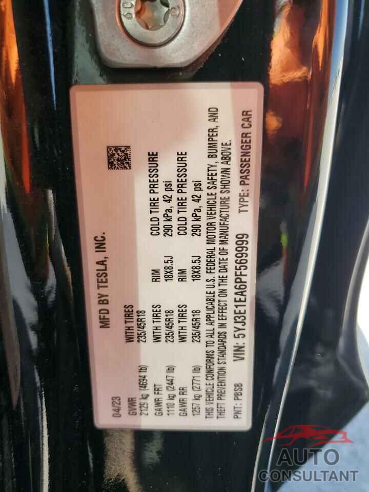 TESLA MODEL 3 2023 - 5YJ3E1EA6PF569999
