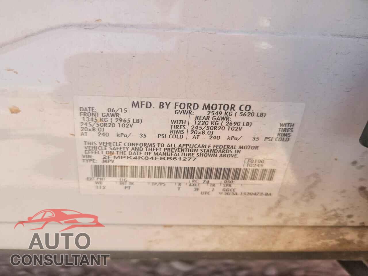 FORD EDGE 2015 - 2FMPK4K84FBB61277
