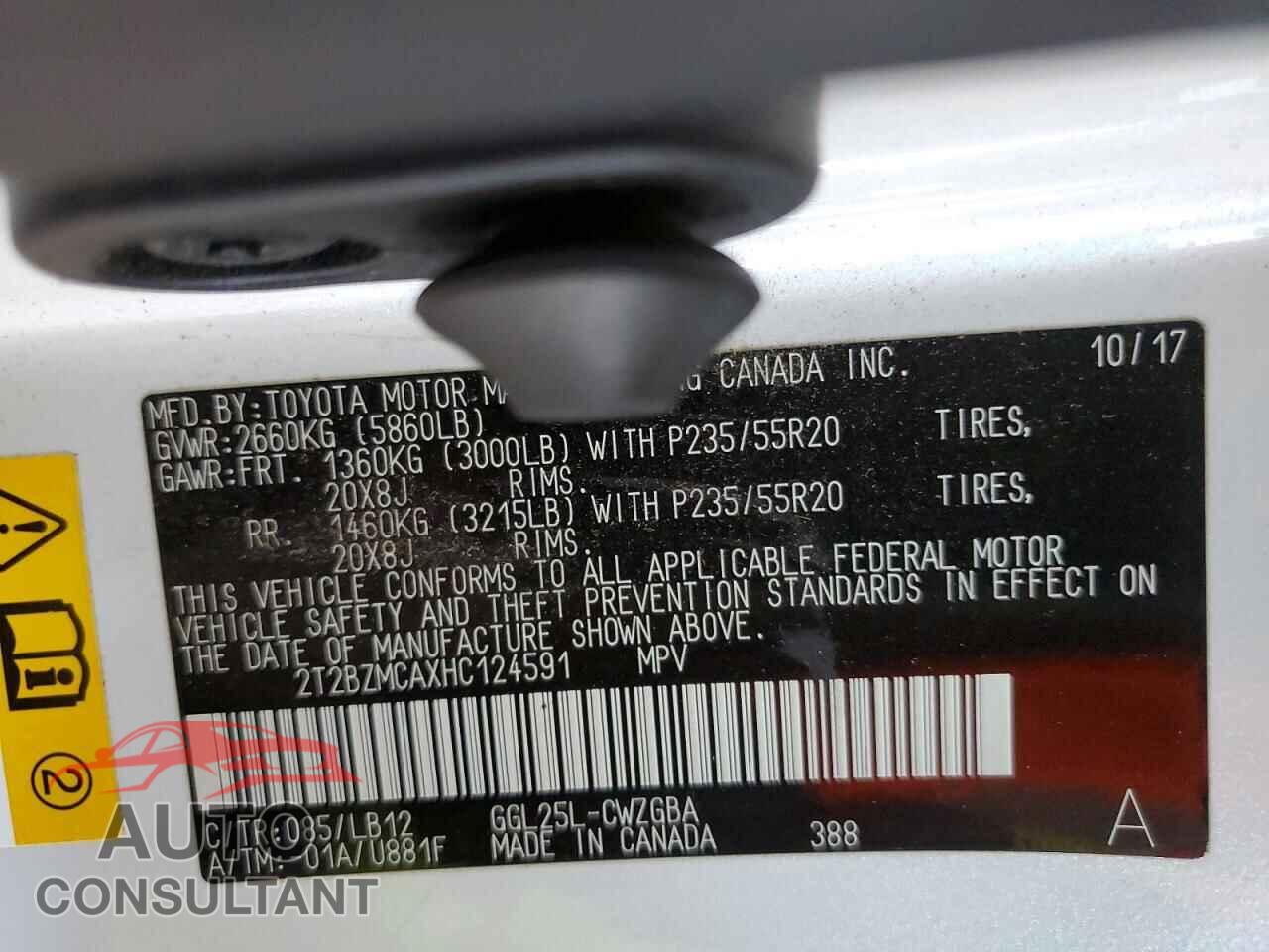 LEXUS RX350 2017 - 2T2BZMCAXHC124591