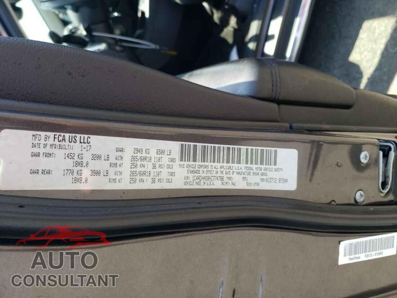 DODGE DURANGO 2017 - 1C4RDHAG8HC774786