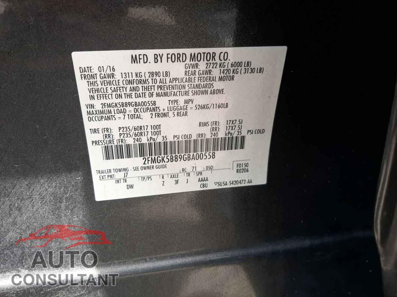 FORD FLEX 2016 - 2FMGK5B89GBA00558