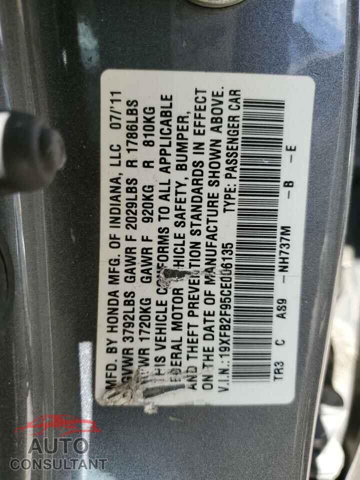 HONDA CIVIC 2012 - 19XFB2F95CE006135