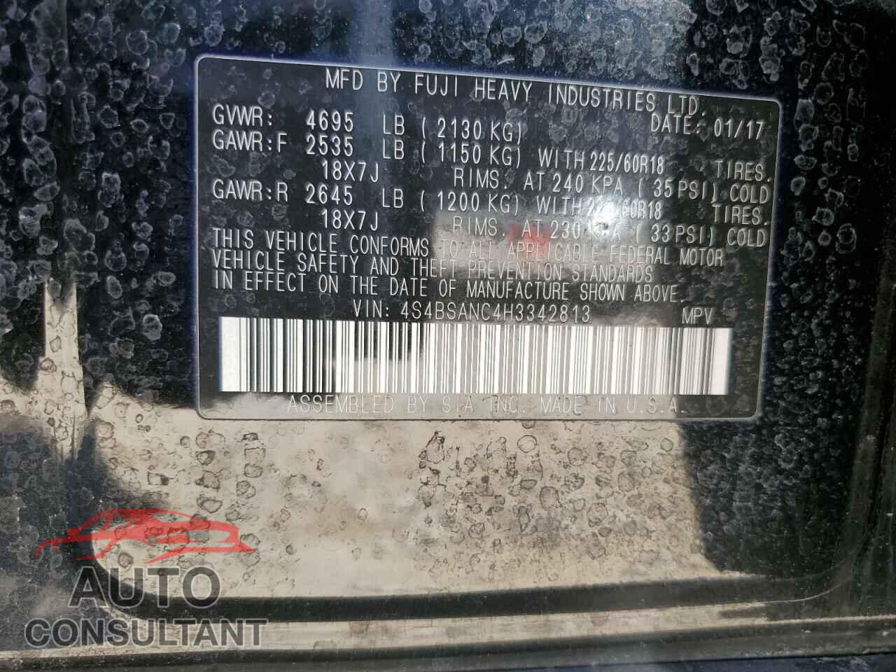 SUBARU OUTBACK 2017 - 4S4BSANC4H3342813