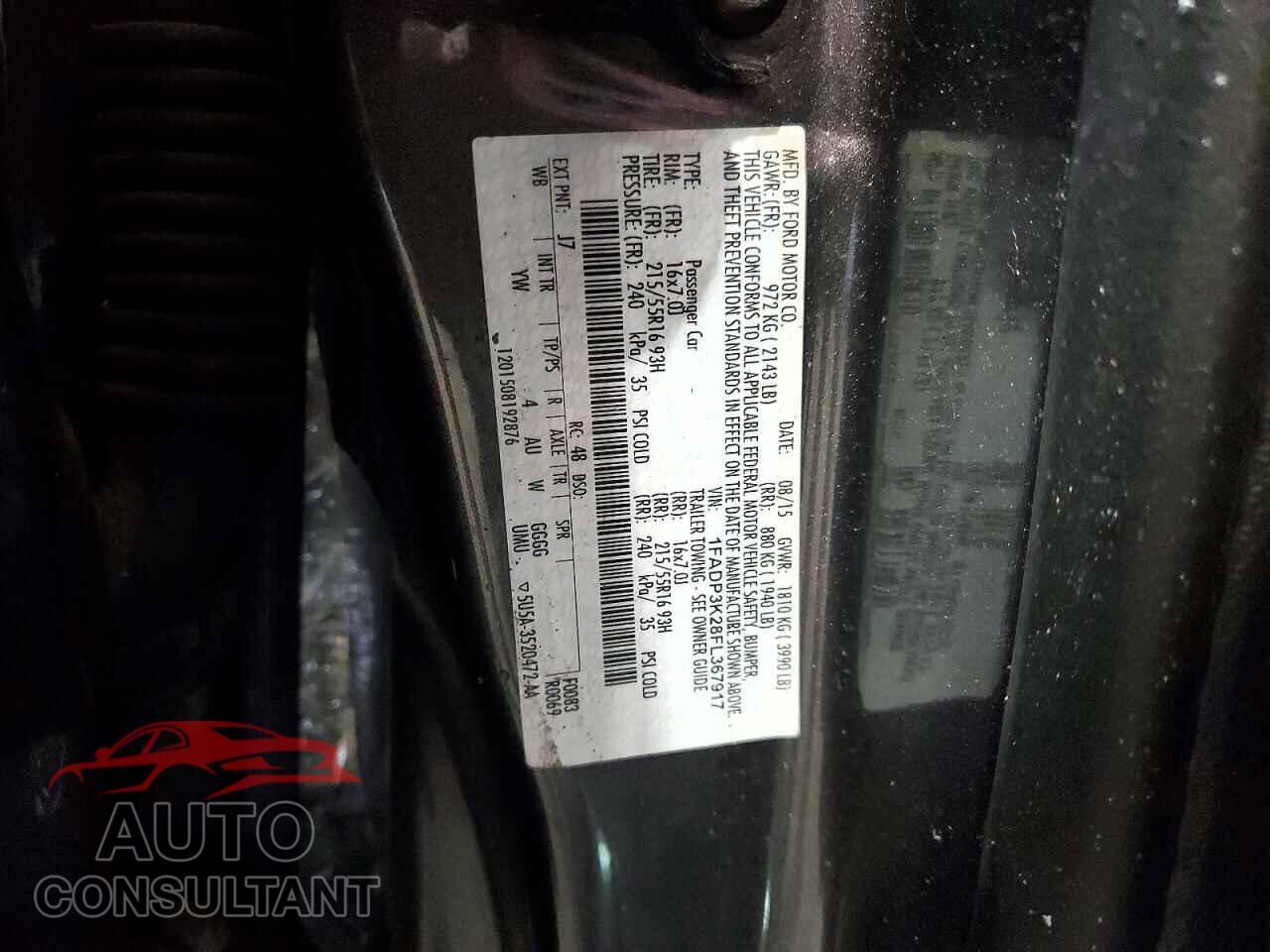 FORD FOCUS 2015 - 1FADP3K28FL367917