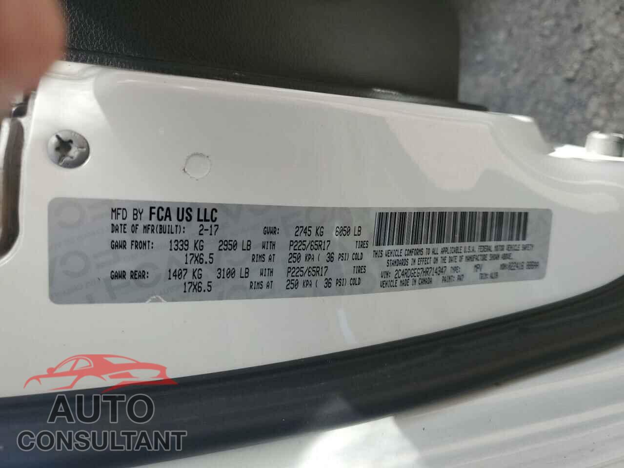 DODGE CARAVAN 2017 - 2C4RDGEG7HR714347