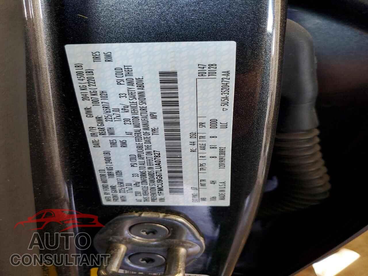 FORD ESCAPE 2020 - 1FMCU9G67LUA07827