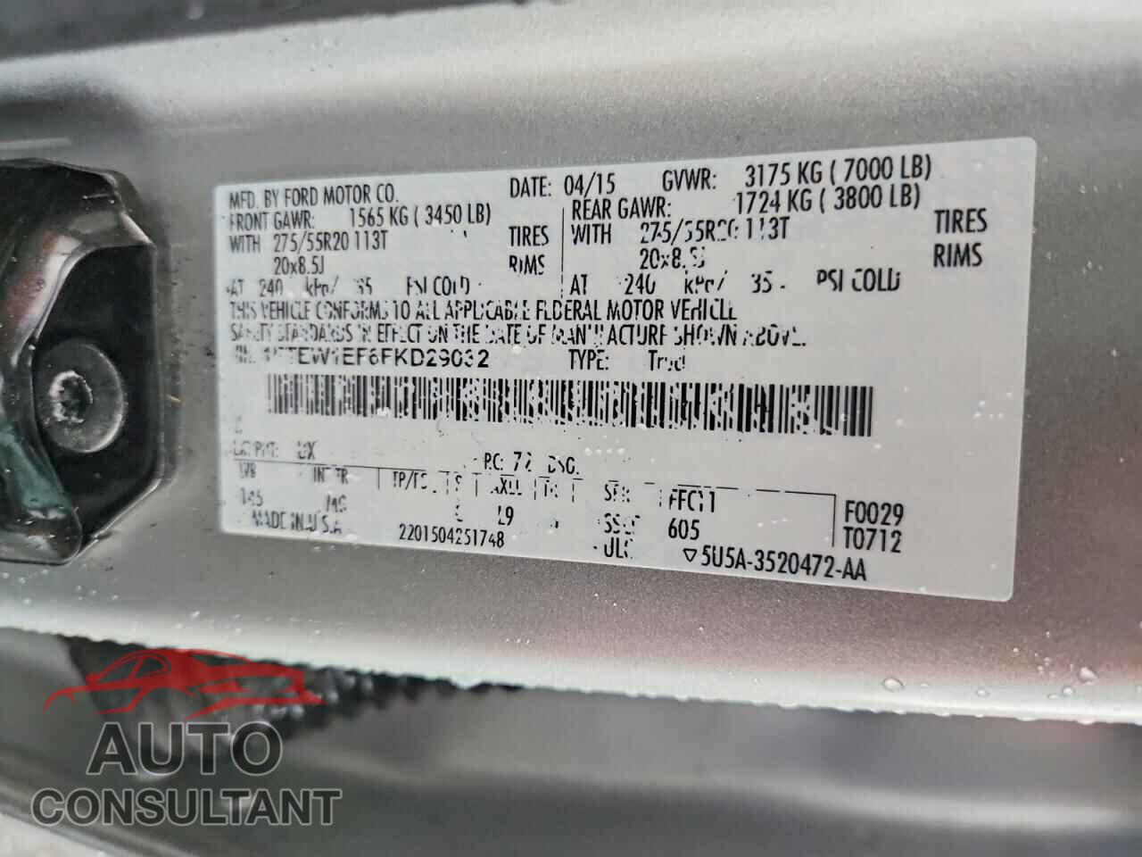 FORD F150 2015 - 1FTEW1EF6FKD29032