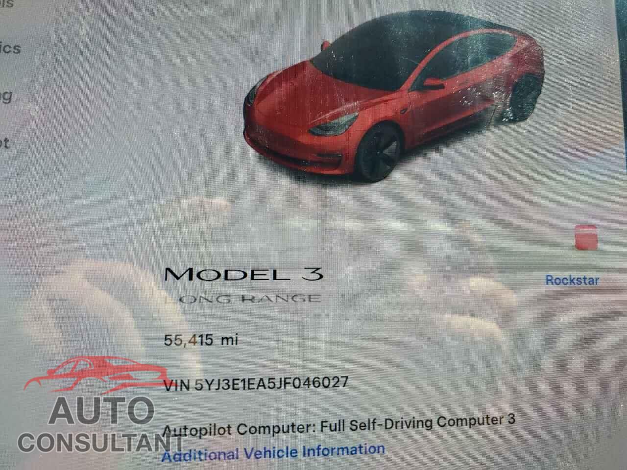TESLA MODEL 3 2018 - 5YJ3E1EA5JF046027