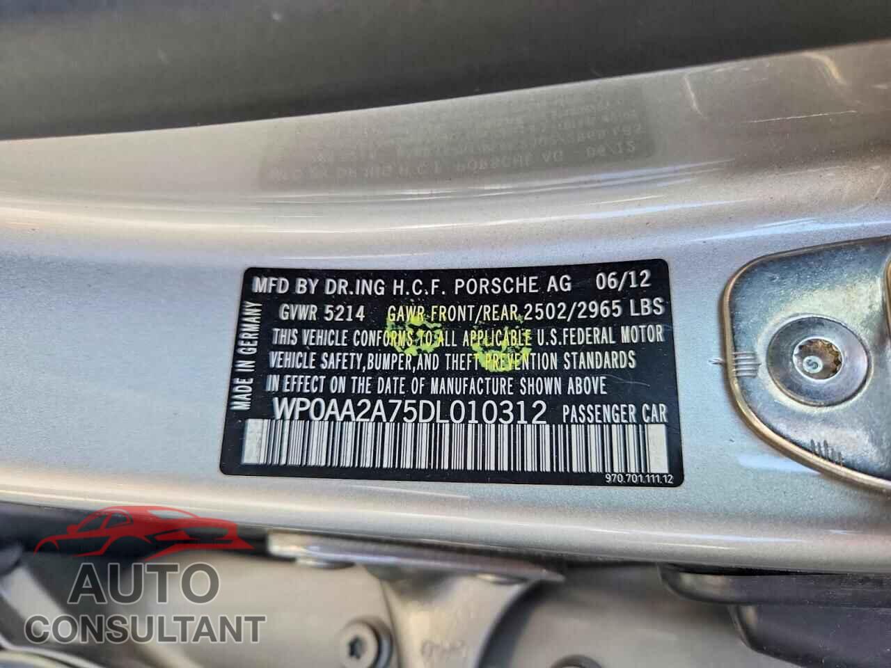 PORSCHE PANAMERA 2013 - WP0AA2A75DL010312