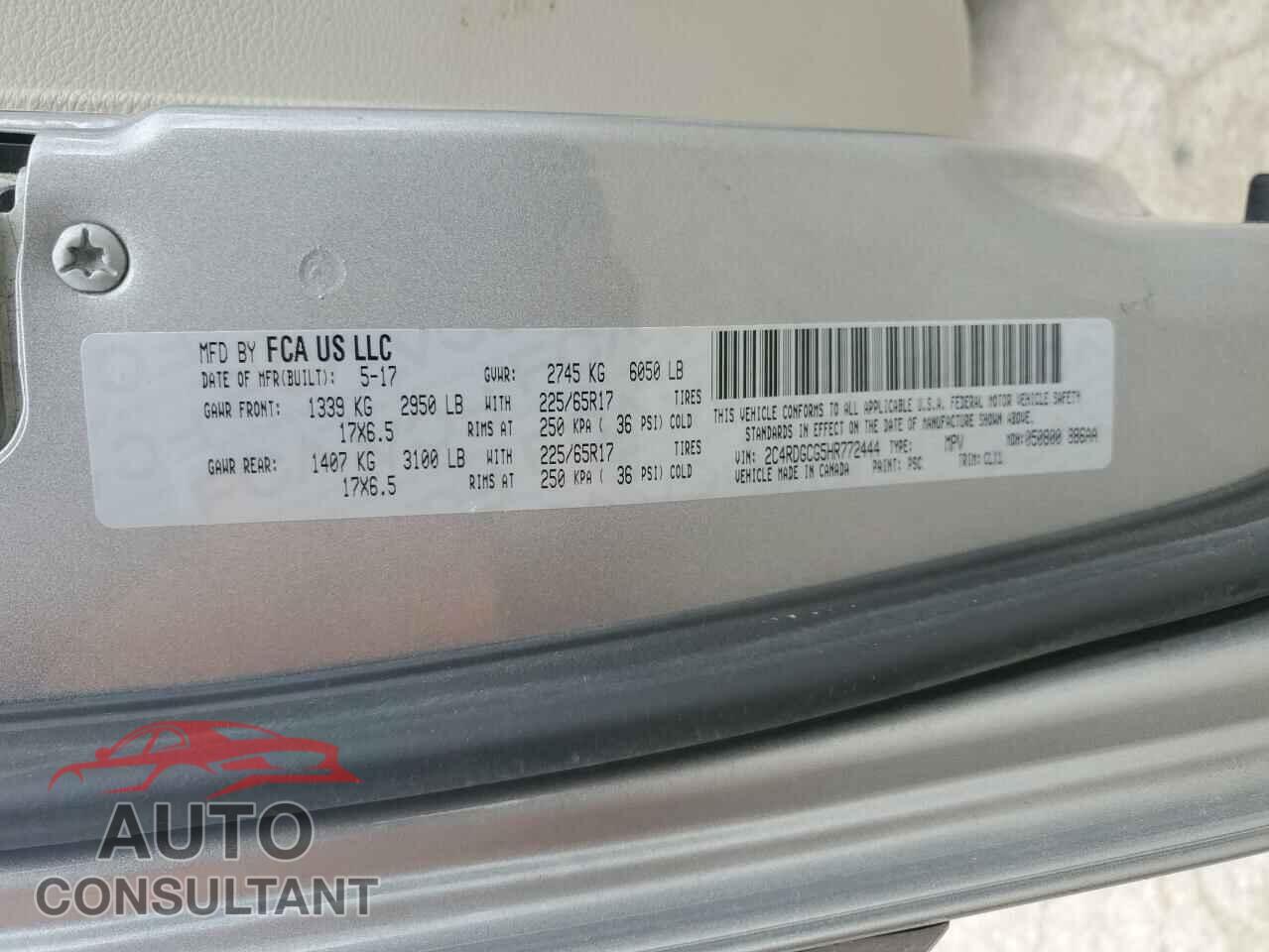 DODGE CARAVAN 2017 - 2C4RDGCG5HR772444