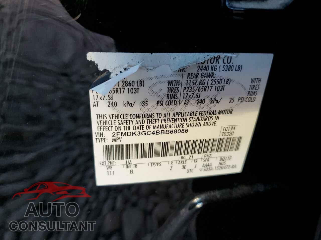 FORD EDGE 2011 - 2FMDK3GC4BBB68086