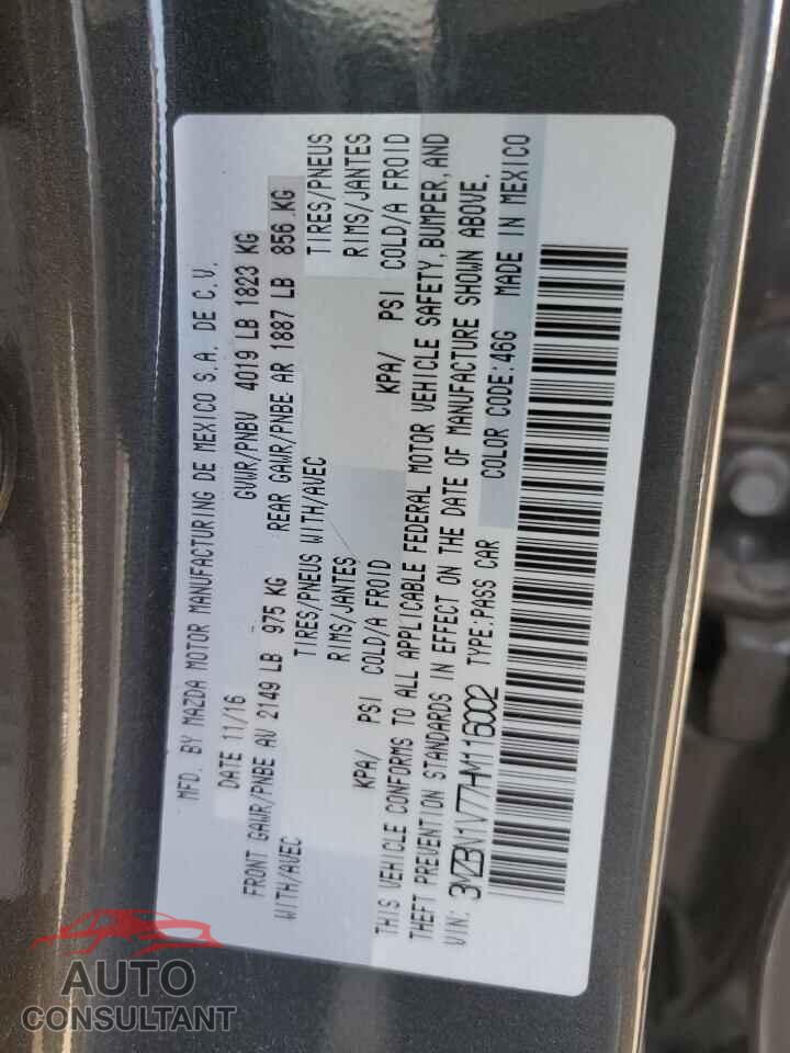 MAZDA 3 2017 - 3MZBN1V77HM116002