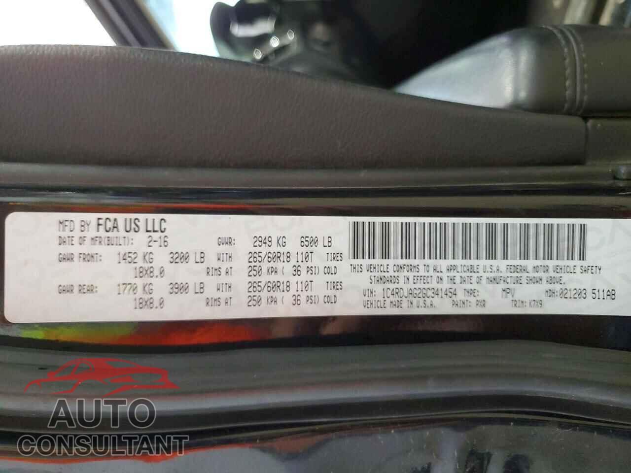 DODGE DURANGO 2016 - 1C4RDJAG2GC341454