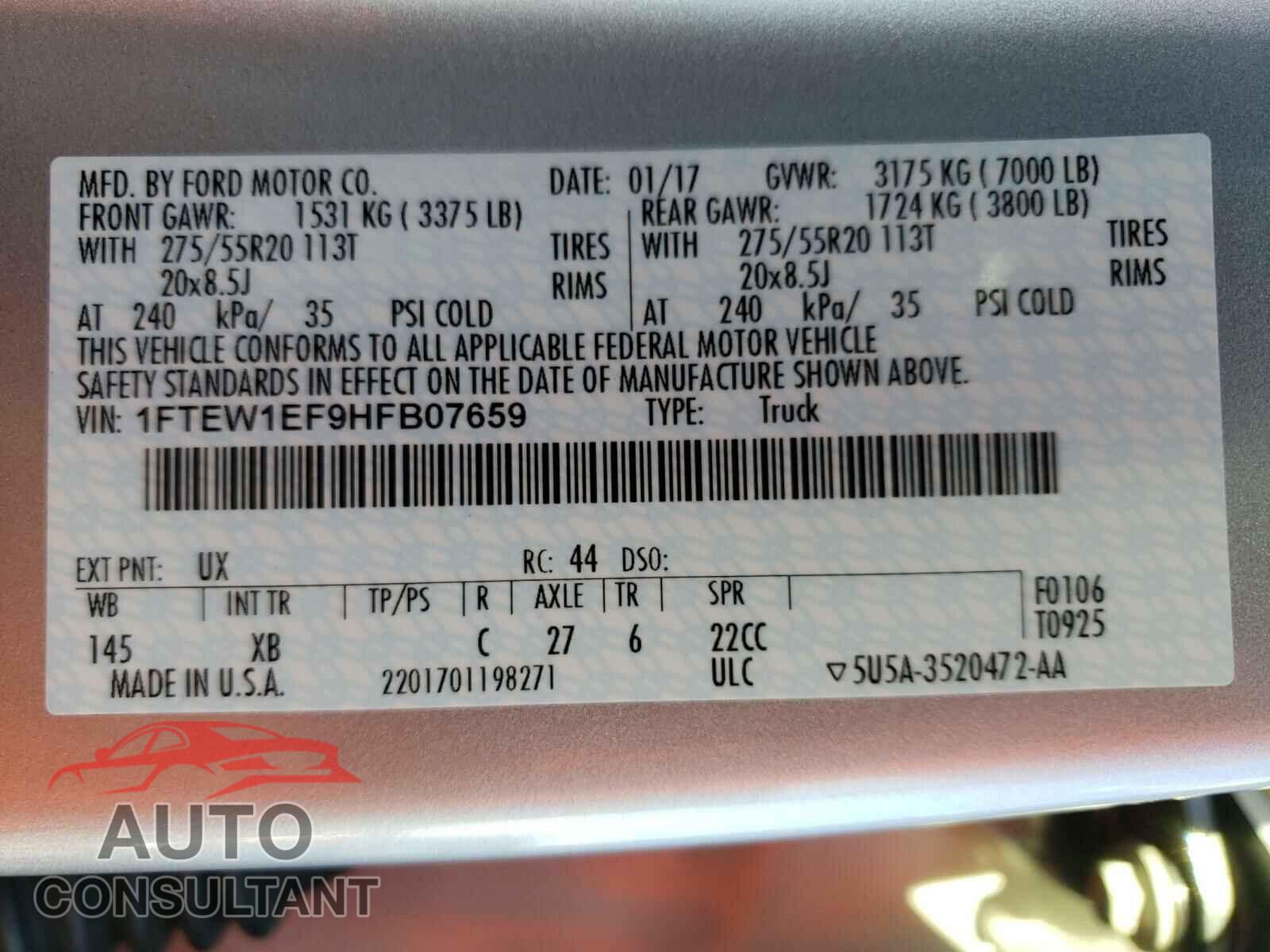 FORD F150 2017 - 1FTEW1EF9HFB07659
