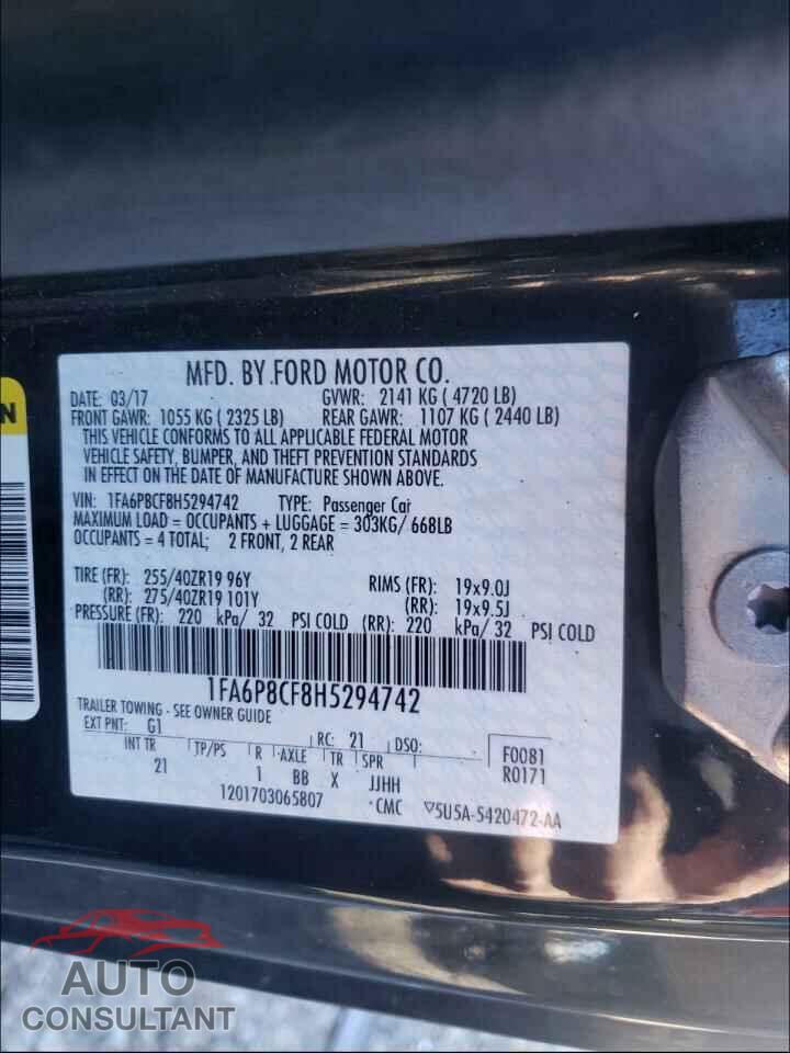 FORD MUSTANG 2017 - 1FA6P8CF8H5294742