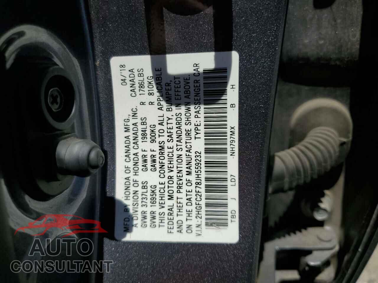 HONDA CIVIC 2018 - 2HGFC2F78JH559232