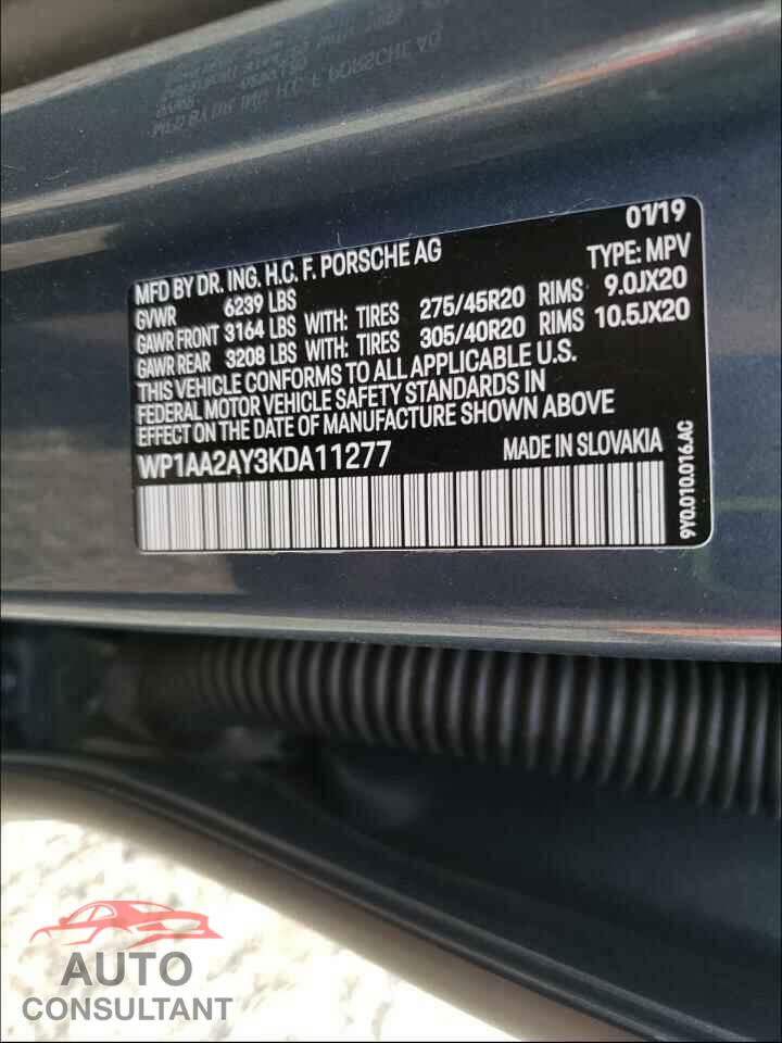 PORSCHE CAYENNE 2019 - WP1AA2AY3KDA11277