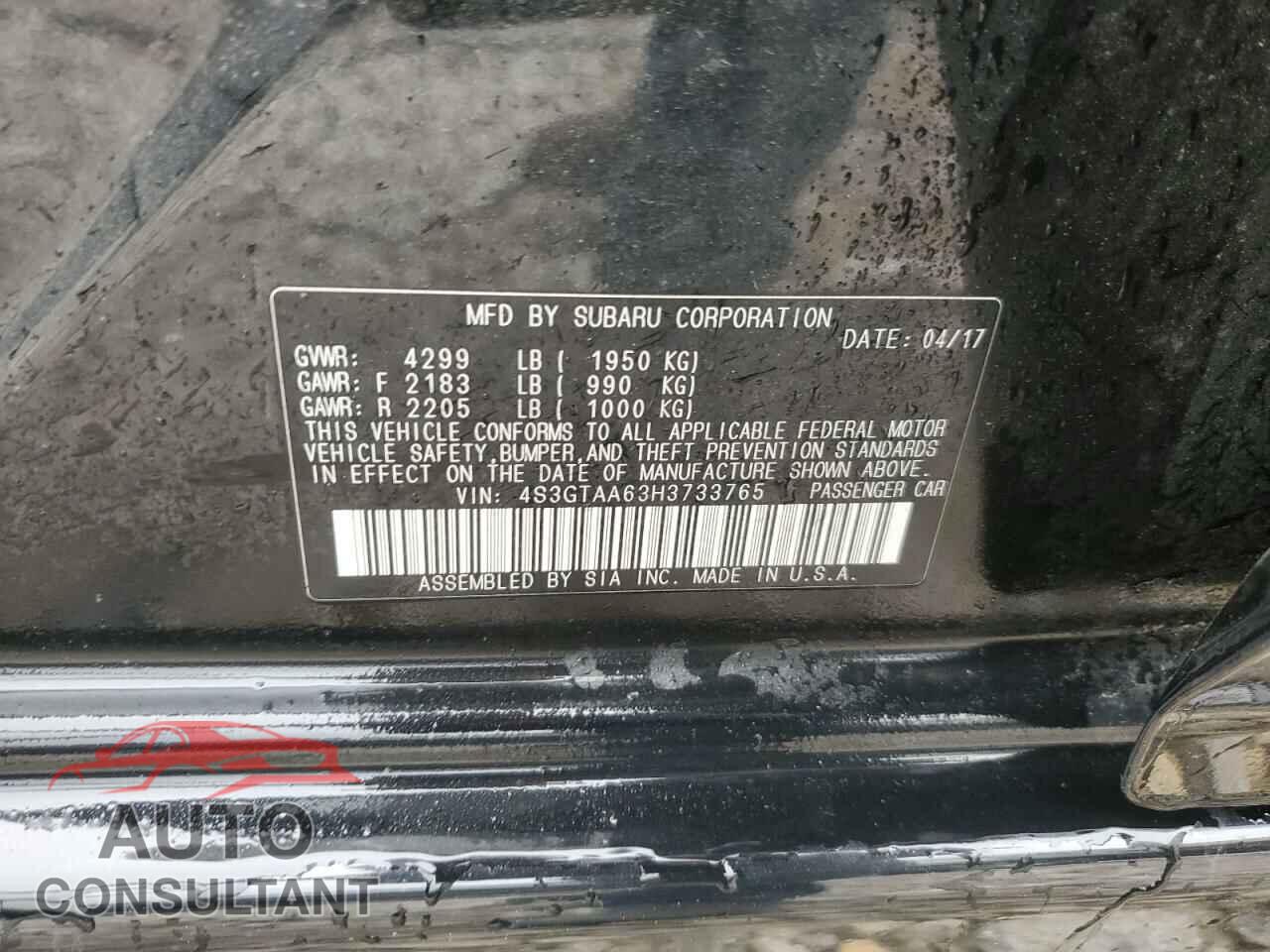 SUBARU IMPREZA 2017 - 4S3GTAA63H3733765