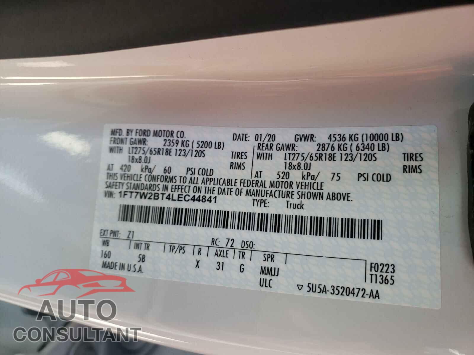 FORD F250 2020 - 1FT7W2BT4LEC44841