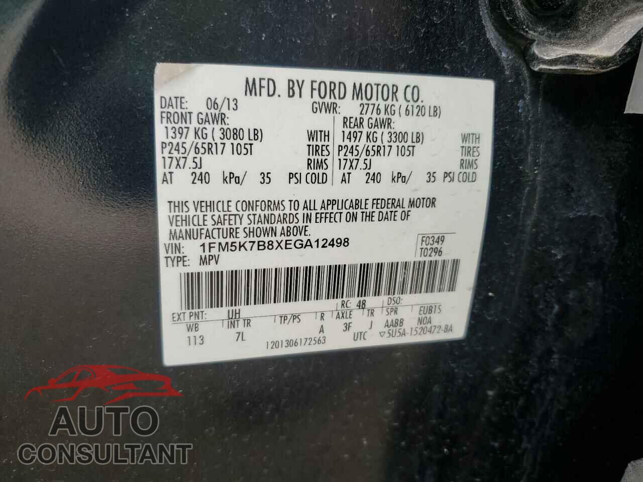 FORD EXPLORER 2014 - 1FM5K7B8XEGA12498