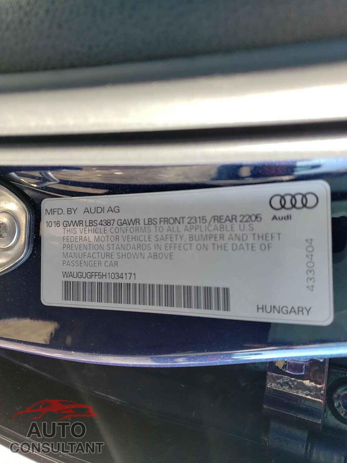 AUDI A3 2017 - WAUGUGFF5H1034171