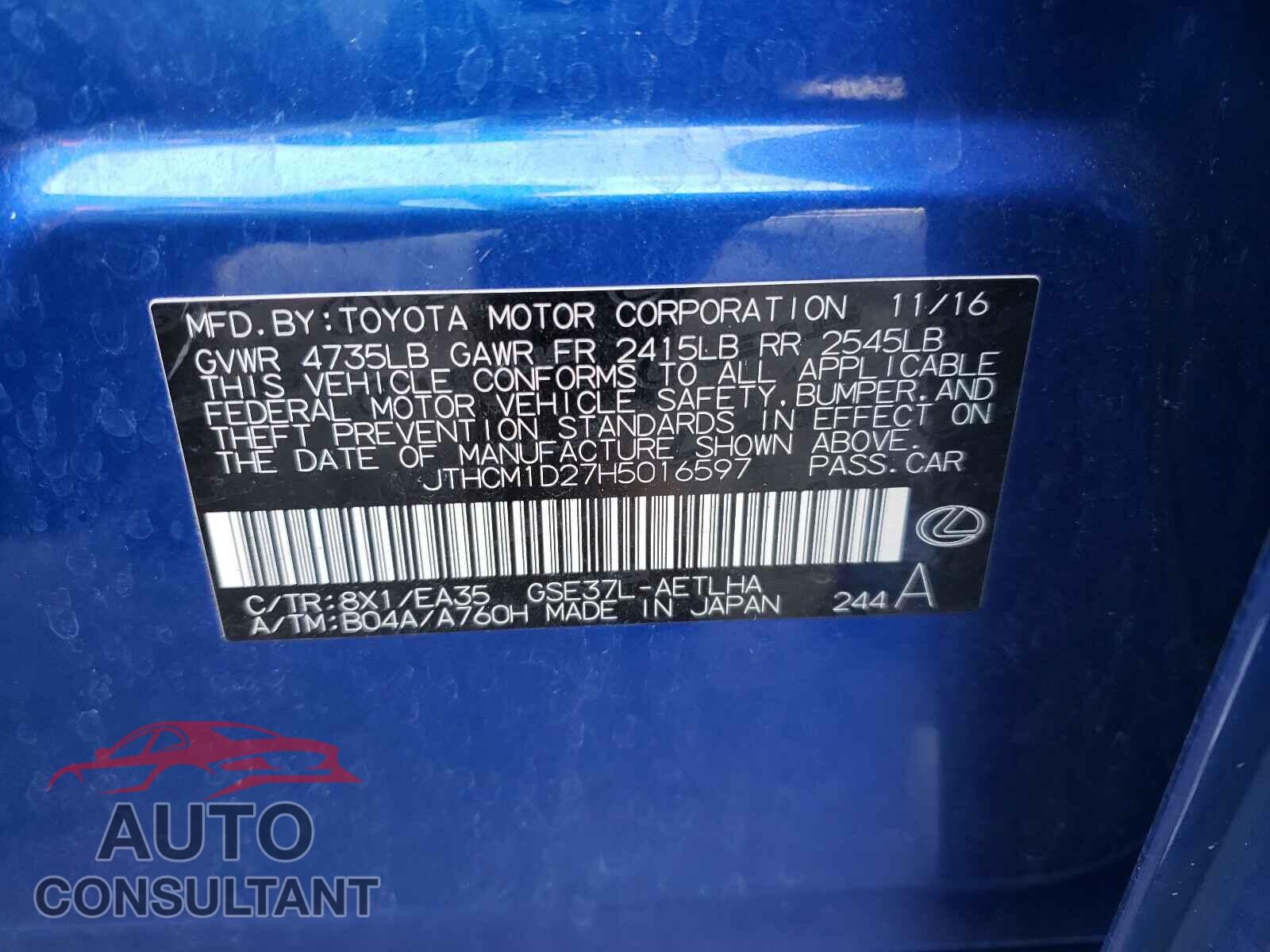 LEXUS IS 2017 - JTHCM1D27H5016597