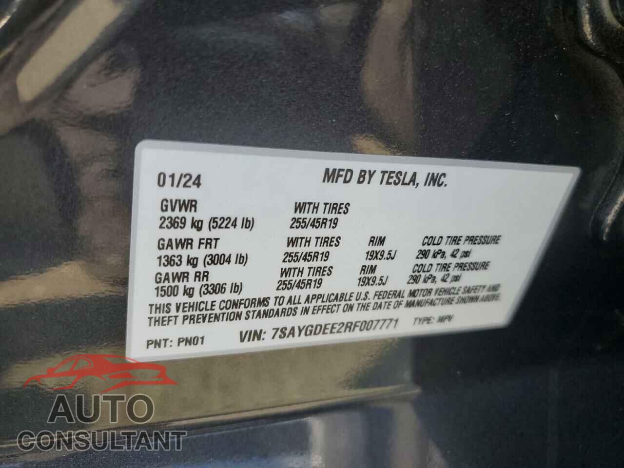 TESLA MODEL Y 2024 - 7SAYGDEE2RF007771