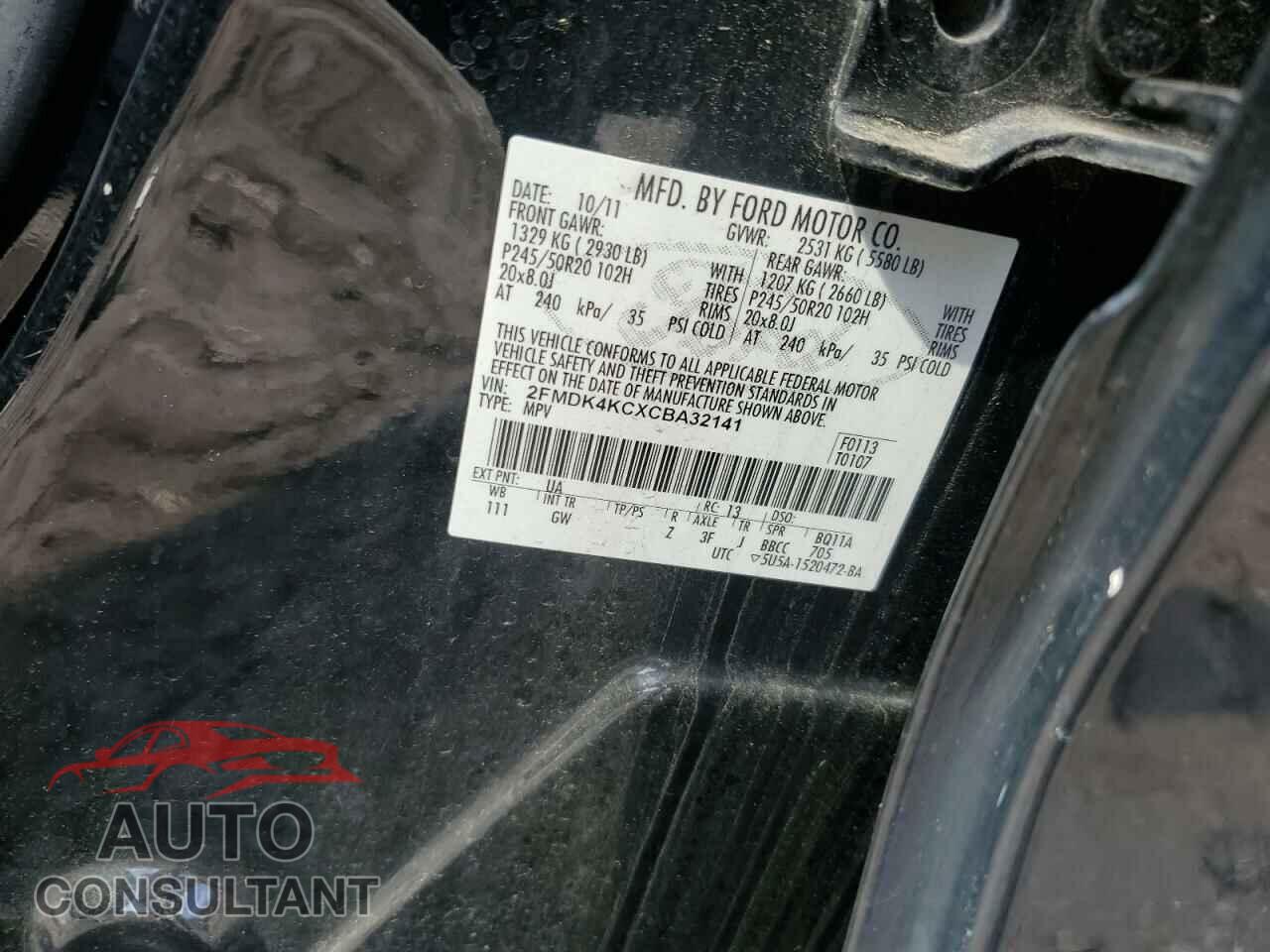 FORD EDGE 2012 - 2FMDK4KCXCBA32141