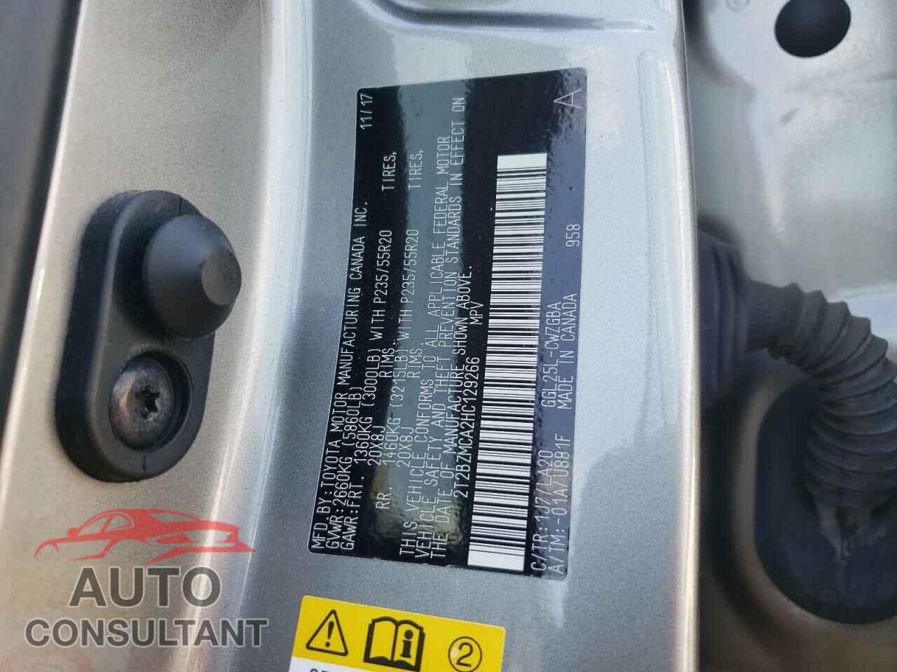 LEXUS RX350 2017 - 2T2BZMCA2HC129266