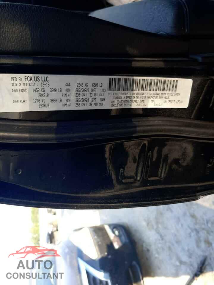 DODGE DURANGO 2020 - 1C4RDHDG9LC252317