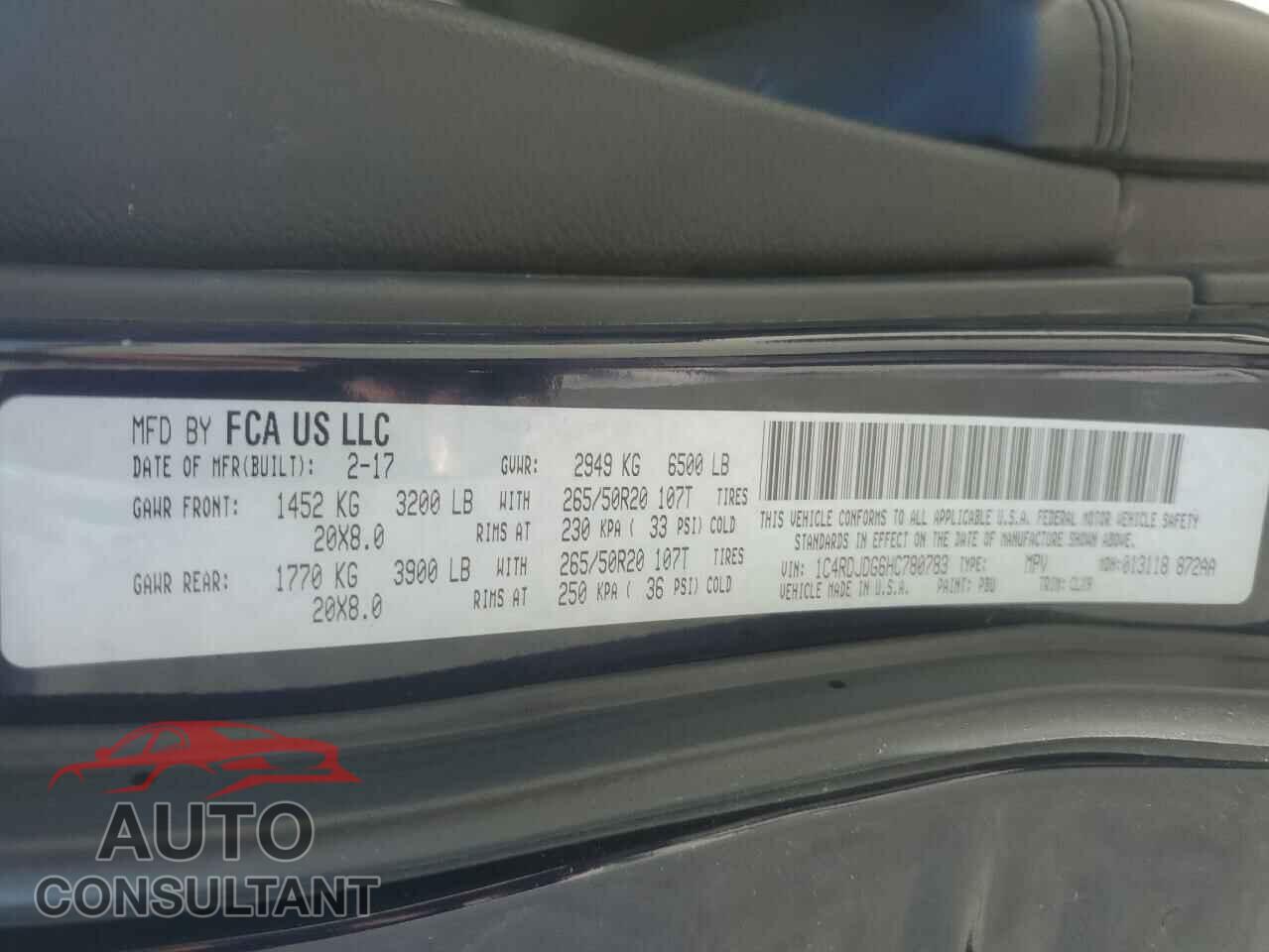 DODGE DURANGO 2017 - 1C4RDJDG6HC780783