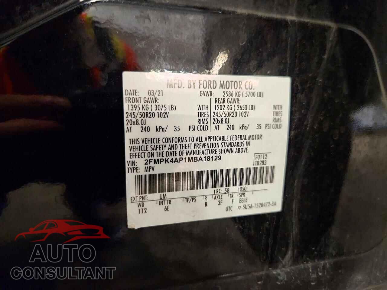 FORD EDGE 2021 - 2FMPK4AP1MBA18129