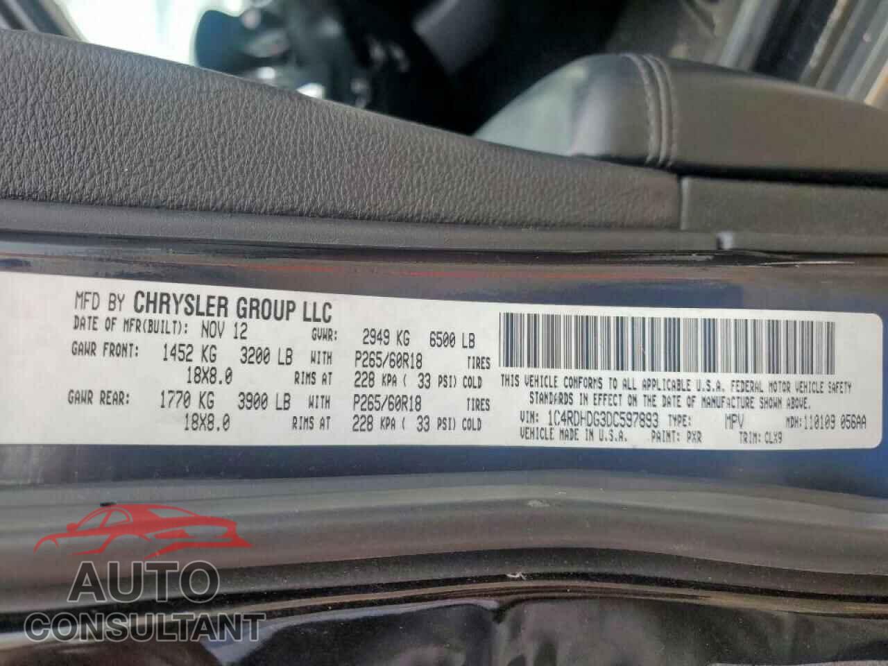 DODGE DURANGO 2013 - 1C4RDHDG3DC597893