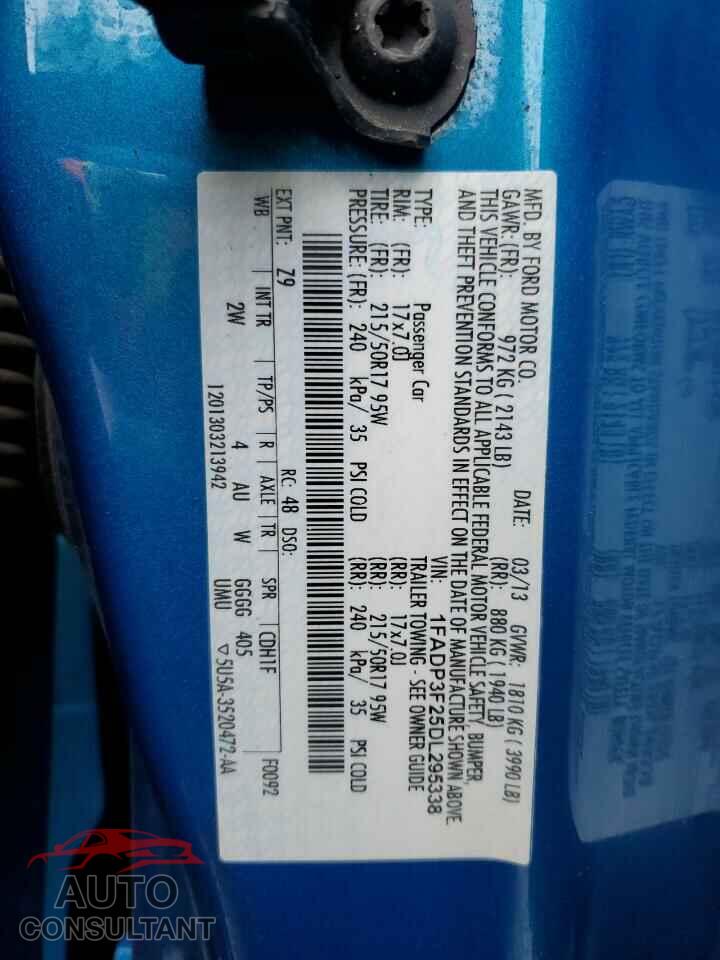 FORD FOCUS 2013 - 1FADP3F25DL295338