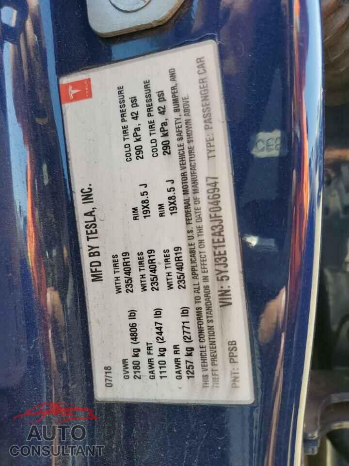 TESLA MODEL 3 2018 - 5YJ3E1EA3JF046947