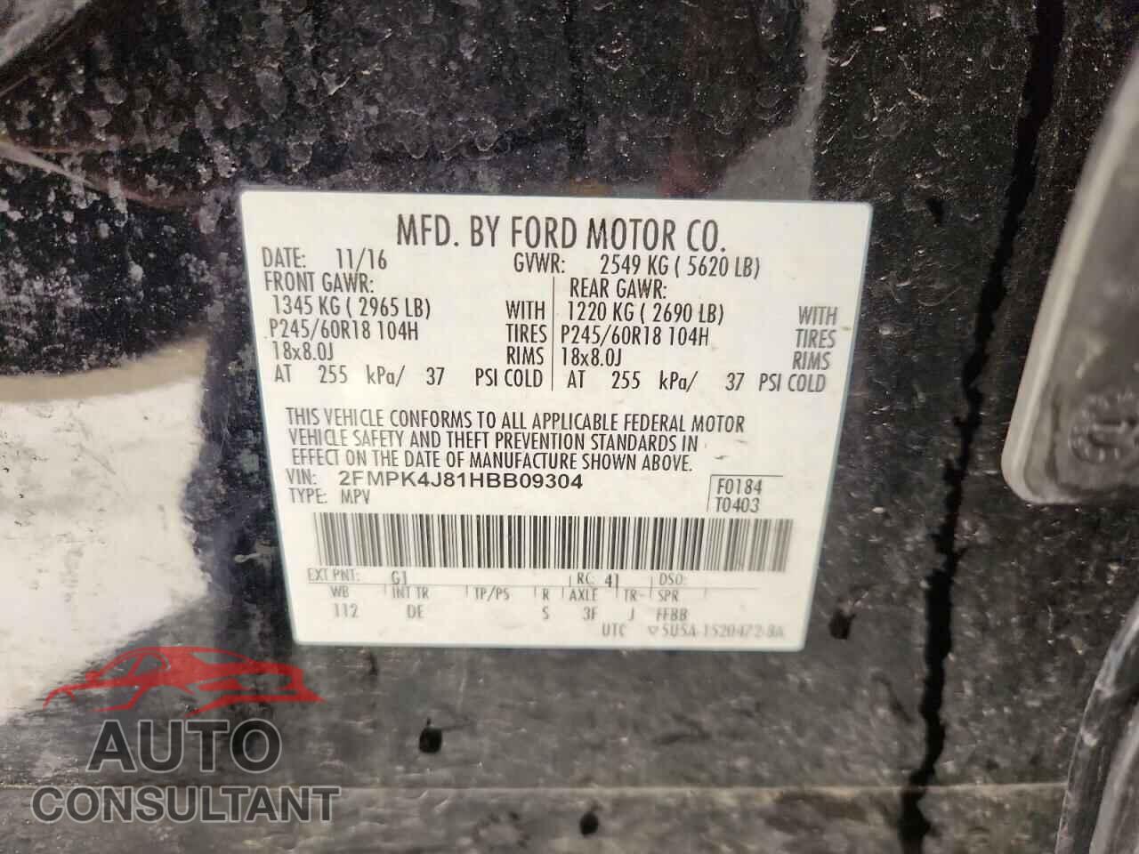 FORD EDGE 2017 - 2FMPK4J81HBB09304