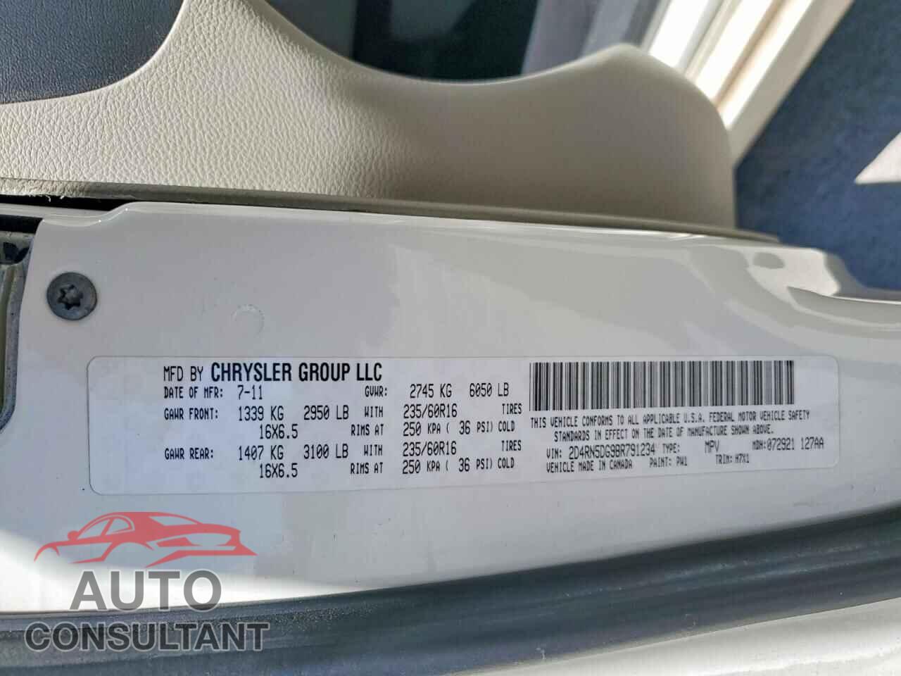 DODGE CARAVAN 2011 - 2D4RN5DG9BR791234