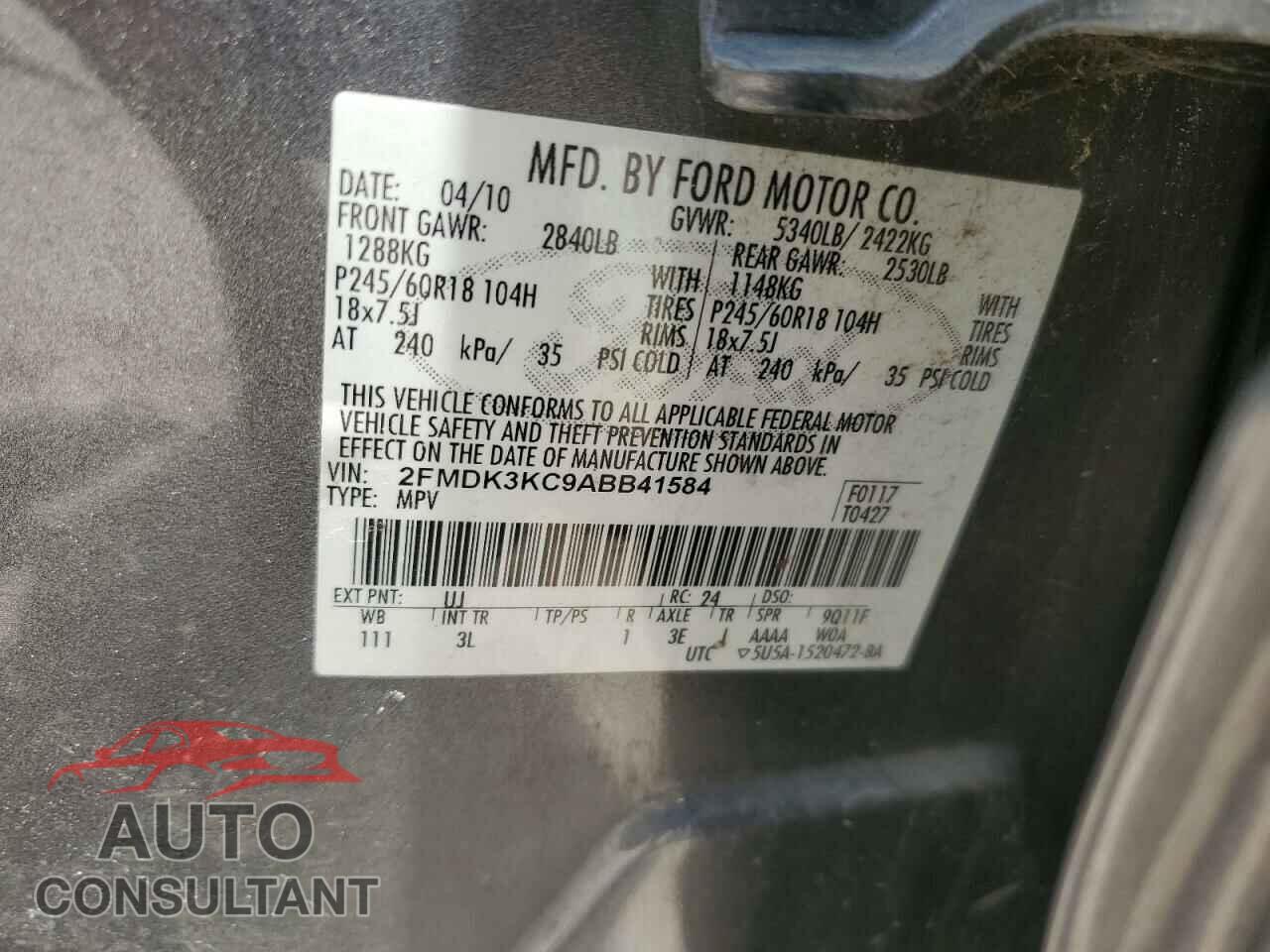 FORD EDGE 2010 - 2FMDK3KC9ABB41584
