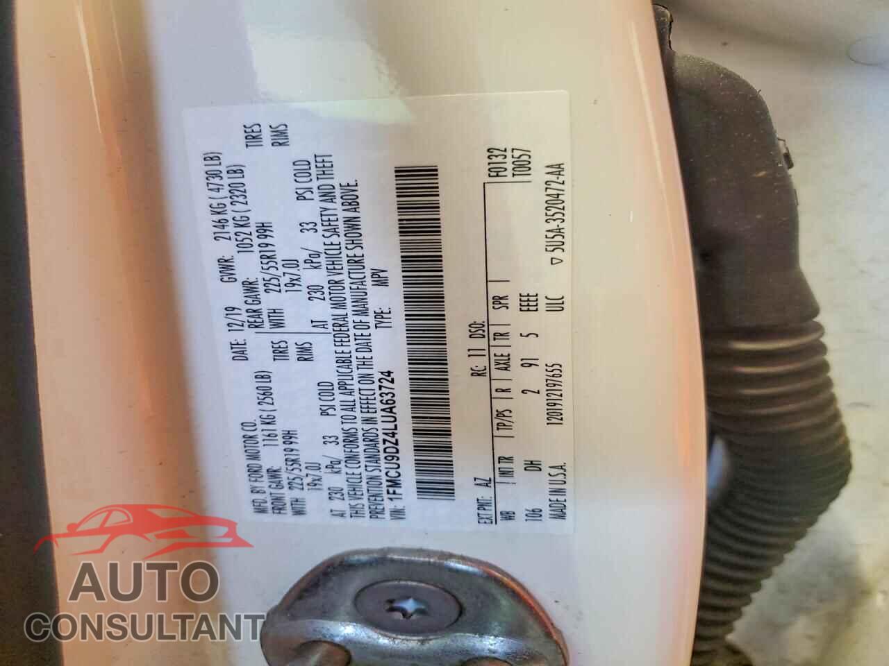 FORD ESCAPE 2020 - 1FMCU9DZ4LUA63724