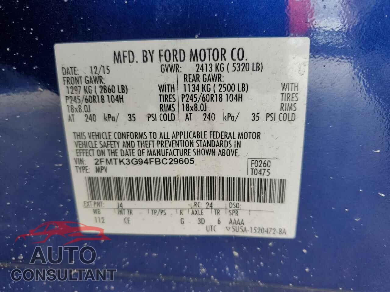 FORD EDGE 2015 - 2FMTK3G94FBC29605