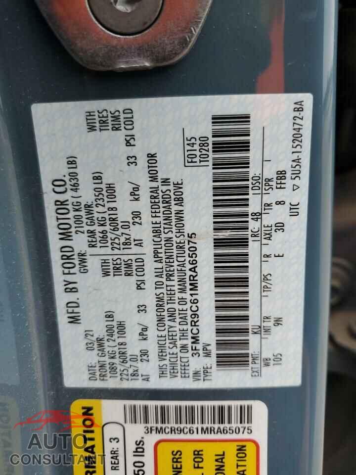 FORD BRONCO 2021 - 3FMCR9C61MRA65075